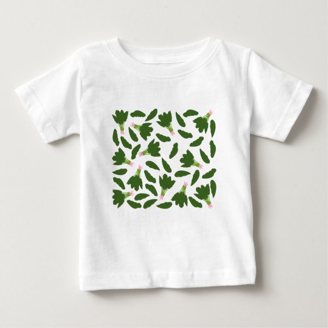 T-shirt Pour Bébé Motif Feuille Green Spinach (Devant)