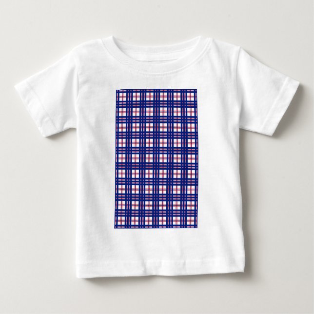 T-shirt Pour Bébé Motif Mod Plaid Rouge Blanc Bleu (Devant)
