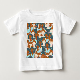 T-shirt Pour Bébé Motif sans couture avec filles noires et blanches