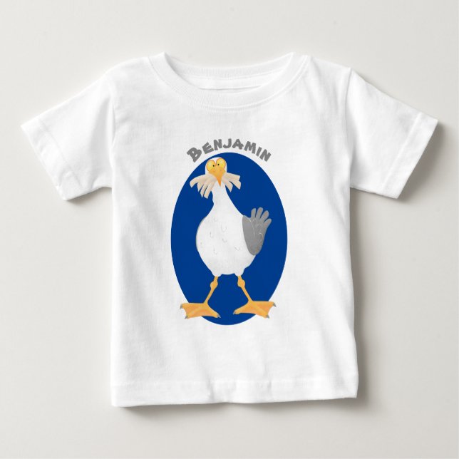 T-shirt Pour Bébé Mouette drôle avec frites dessin animé (Devant)