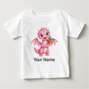 T-shirt Pour Bébé Moulin à vent bébé rose personnalisé de dragon mig