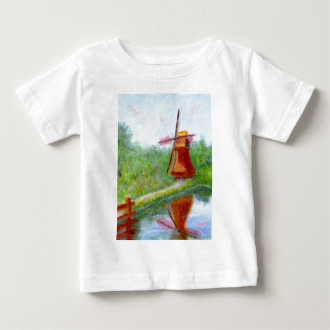 T-shirt Pour Bébé Moulin à vent d'impression, la chemise du bébé (Devant)