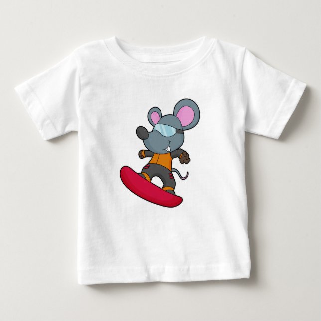 T-shirt Pour Bébé Mouse as Snowboarder (Devant)