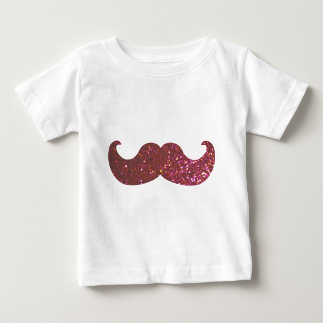 T-shirt Pour Bébé Moustache à billes roses (Graphique de Parties sci (Devant)