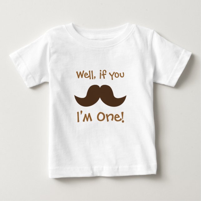 T-shirt Pour Bébé Moustache mignonne, je suis un, premier anniversai (Devant)