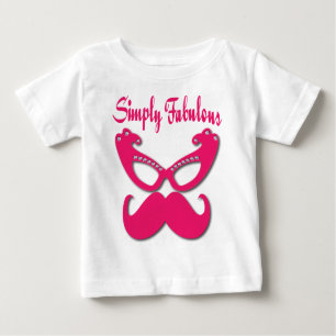 T-shirt Pour Bébé Moustache rose et verres roses simplement fabuleux