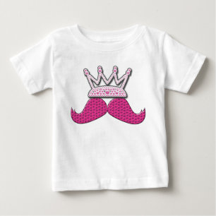 T-shirt Pour Bébé Moustache rose mignonne Couronne perles imprimées