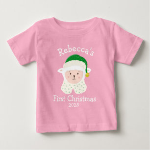T-shirt Pour Bébé Mouton de Noël personnalisé pour bébé portant un c