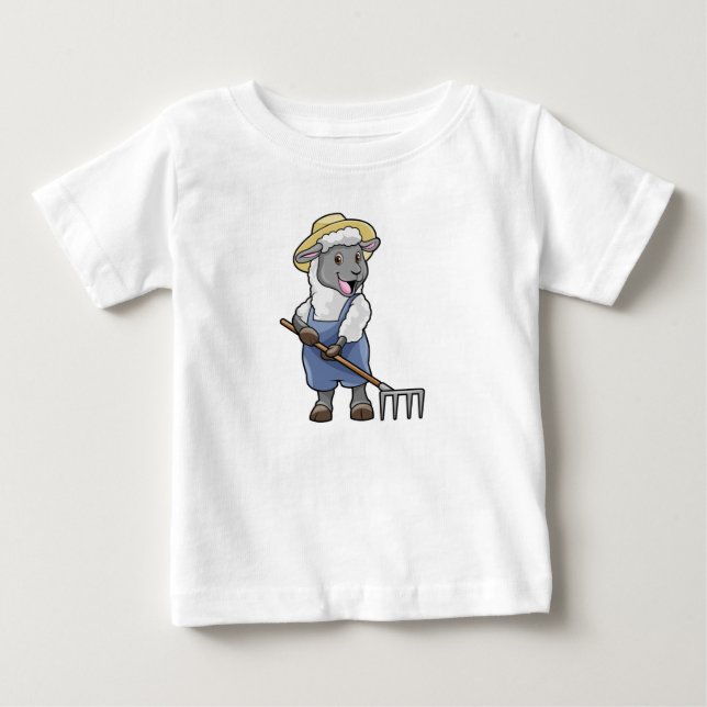 T-shirt Pour Bébé Moutons fermiers avec gâteau et Casquette (Devant)