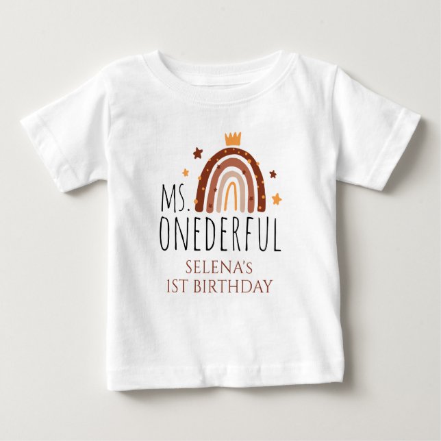 T-shirt Pour Bébé MS Onederful Terracotta Rainbow 1er anniversaire (Devant)