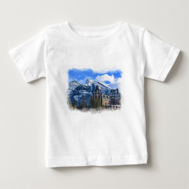 T-shirt Pour Bébé Mt Rundle and Famous Hotel, Banff, Alb., Canada (Devant)