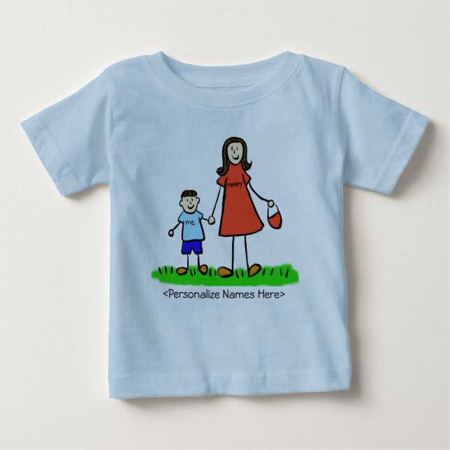 T-shirt Pour Bébé Mummy & Me Boy - Brunettte Mère & Fils Chemises (Devant)