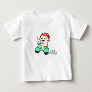 T-shirt Pour Bébé Mushroom as Biker with Scooter.PNG
