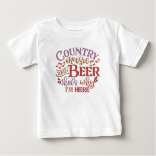 T-shirt Pour Bébé Musique Country Amusante Et Bière Musique Country