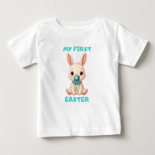 T-shirt Pour Bébé My First Easter – Cute baby bunny with pacifier (Devant)