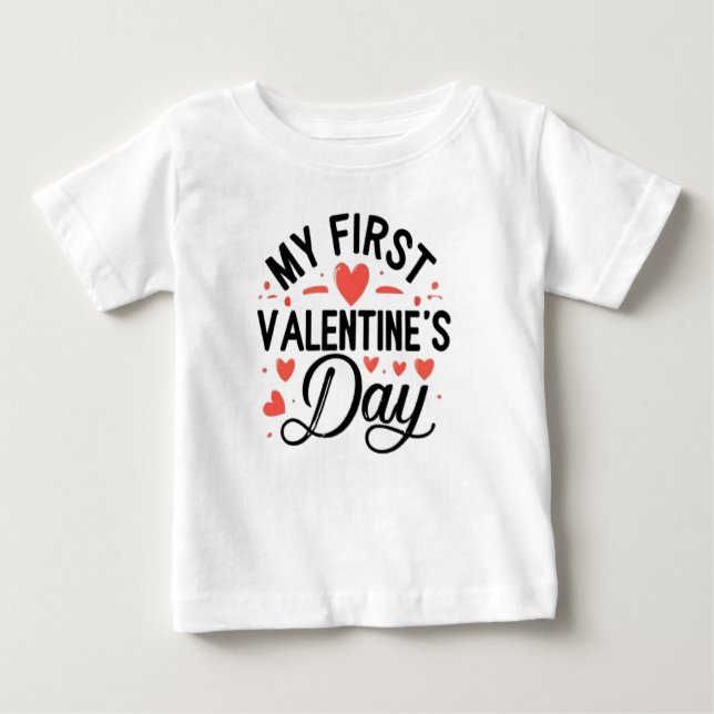 T-shirt Pour Bébé My first Valentine's Day (Devant)