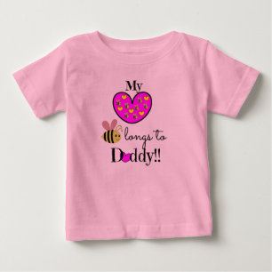 T-shirt Pour Bébé My Heart BEE-longs to Daddy! (pink & yellow)