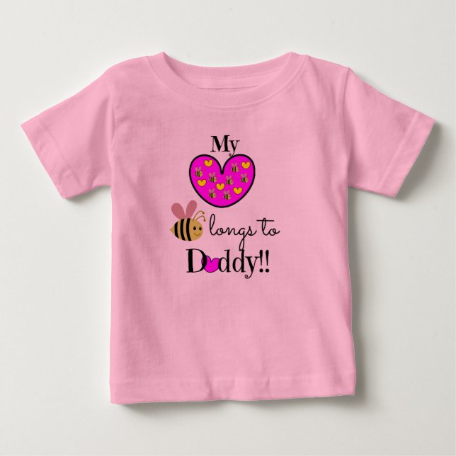 T-shirt Pour Bébé My Heart BEE-longs to Daddy! (pink & yellow) (Devant)