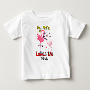 T-shirt Pour Bébé My Nana M'Aime Flamant rose