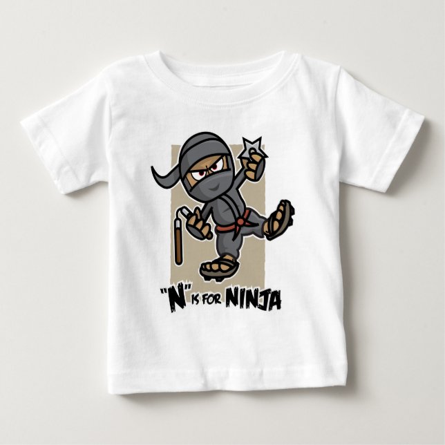 T-shirt Pour Bébé "N" est pour Ninja Toddler Long Sleeve (Devant)