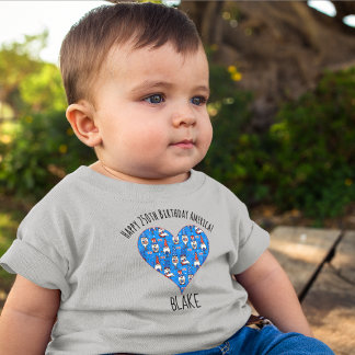 T-shirt Pour Bébé Name, July 4th Gnomes Blue Heart 3mos to 24mos