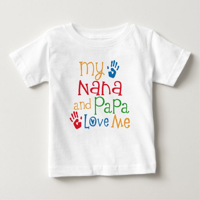 T-shirt Pour Bébé Nana et Papa m'aiment Baby Boy (Devant)