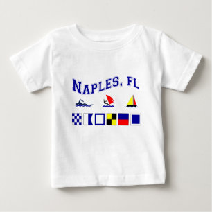 T-shirt Pour Bébé Naples, FL avec les drapeaux maritimes