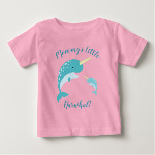 T-shirt Pour Bébé Narwhal Baby shower rose fille baleine