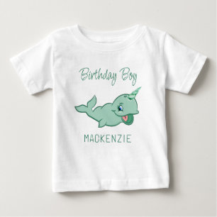 T-shirt Pour Bébé Narwhal Green   Caricature Mint Chibi Sea Life