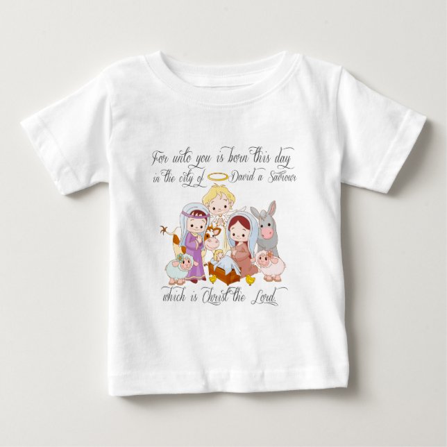 T-shirt Pour Bébé Nativité de Jésus de bébé (Devant)