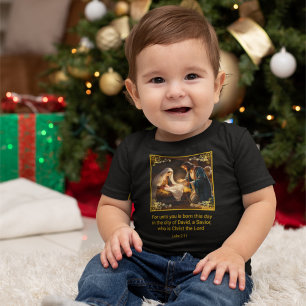 T-shirt Pour Bébé Nativité de Noël Sainte Famille Religieuse Luc 2:1