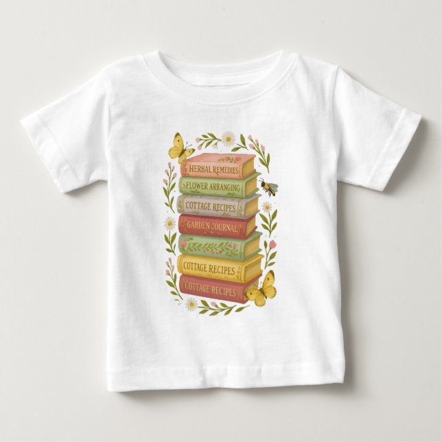 T-shirt Pour Bébé Nature et livre Lover Botanique Stack (Devant)