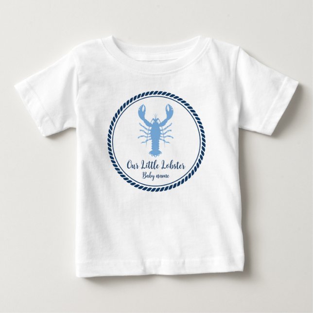 T-shirt Pour Bébé Nautical Blue Lobster côtier  (Devant)
