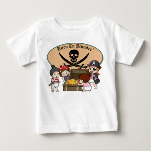 T-shirt Pour Bébé Né Au Plunder - Bébé Fille Pirates & Trésor