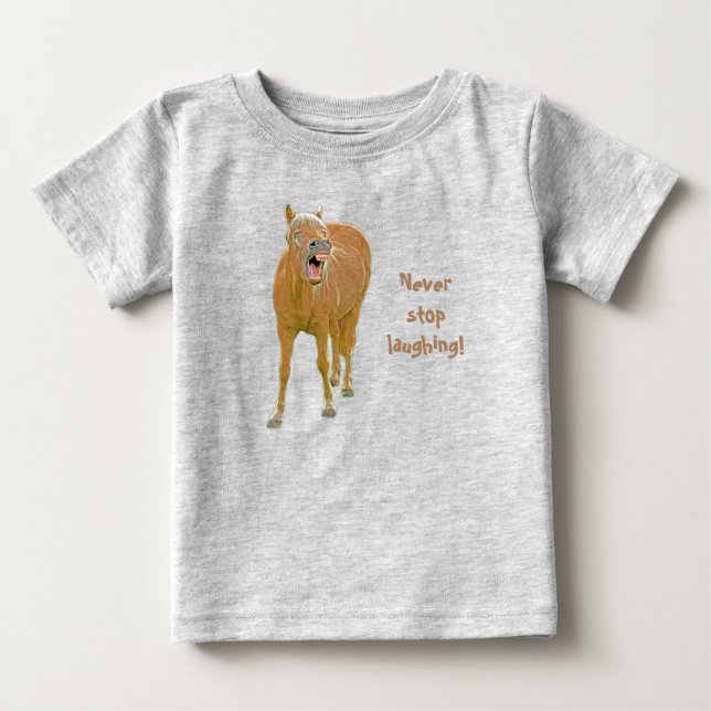 T-shirt Pour Bébé Ne cesse de rire ! Drôle peinture de cheval (Devant)