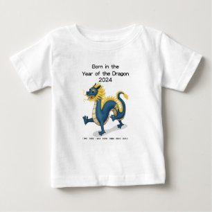 T-shirt Pour Bébé Né dans l'année du Dragon 2024 Zodiac chinois