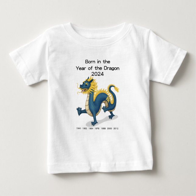 T-shirt Pour Bébé Né dans l'année du Dragon 2024 Zodiac chinois (Devant)