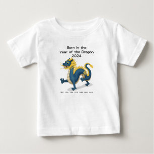 T-shirt Pour Bébé Né dans l'Année du Dragon 2024 Zodiaque Chinois