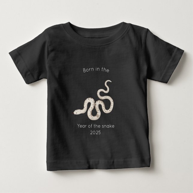 T-shirt Pour Bébé Né dans l'année du serpent noir (Devant)