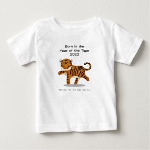 T-shirt Pour Bébé Né dans l'Année du Tigre 2022 Zodiaque Chinois