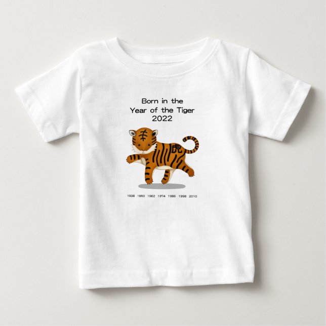 T-shirt Pour Bébé Né dans l'Année du Tigre 2022 Zodiaque Chinois (Devant)