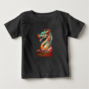 T-shirt Pour Bébé Né dans une année Dragon 2024 personnalisé Baby B 