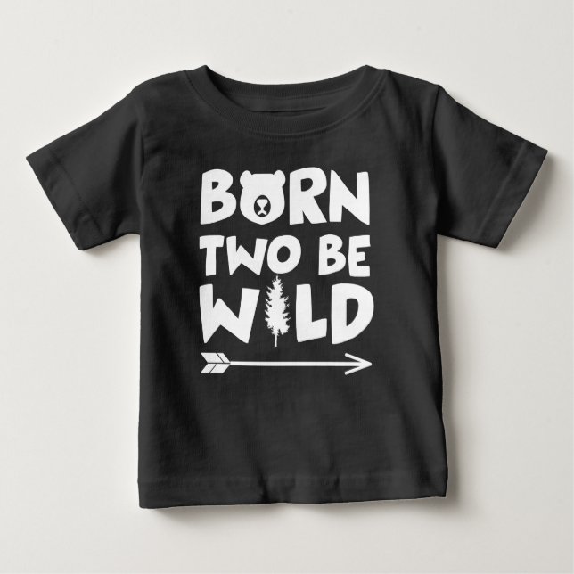 T-shirt Pour Bébé Né Deux Garçon Sauvage Anniversaire (Devant)