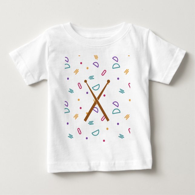T-shirt Pour Bébé né être batteur (Devant)