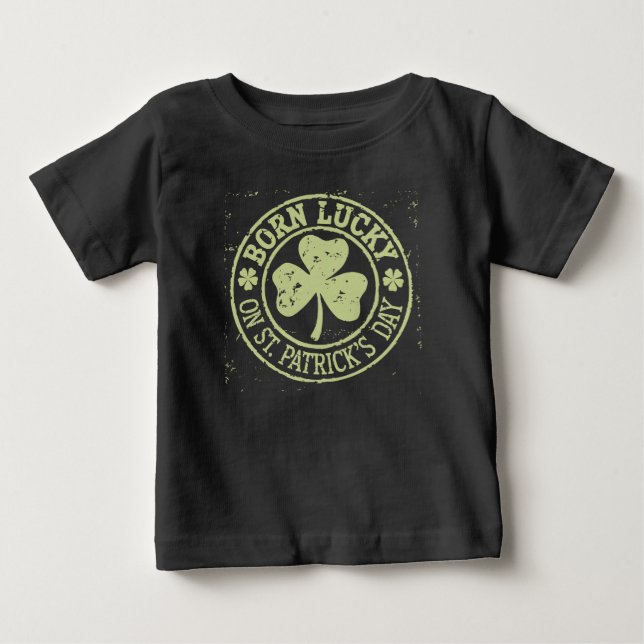 T-shirt Pour Bébé Né Lucky sur St Patrick's Day Irlandais Anniversai (Devant)