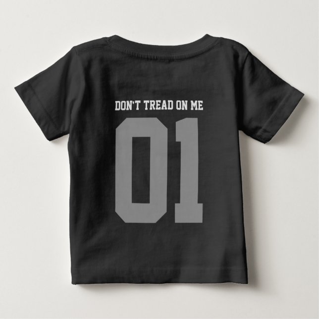 T-shirt Pour Bébé Ne marche pas sur moi Drapeau Gadsden BLACK JAUNE (Dos)