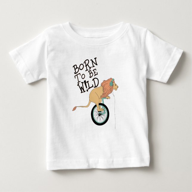 T-shirt Pour Bébé Né Pour Être Un Lion Sauvage (Devant)