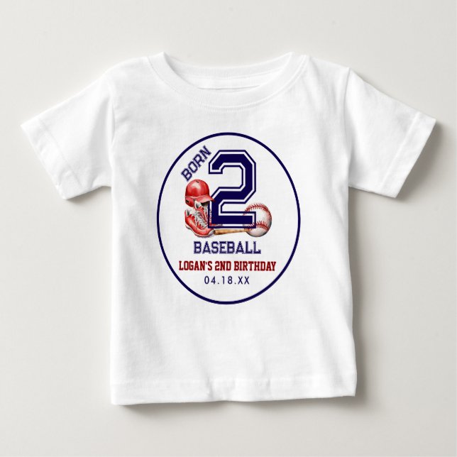 T-shirt Pour Bébé Né pour le Baseball | Thème Sport Anniversaire 2 a (Devant)