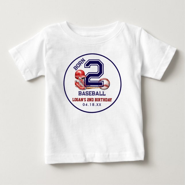 T-shirt Pour Bébé Né pour le Baseball | Thème Sport Garçon 2e Annive (Devant)
