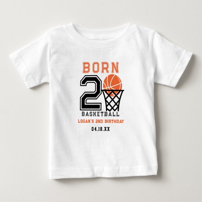 T-shirt Pour Bébé Né pour le basket | 2e anniversaire garçon sportif (Devant)